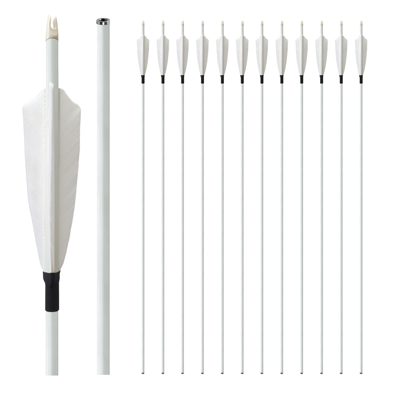 Hunting Arrows Without Arrowheads 31inch Turkey Feathers Spine250-600 Carbon Fiber Archery Practice Arrows 6.2mm Recurve Bow and Compound Bow Arrows(P