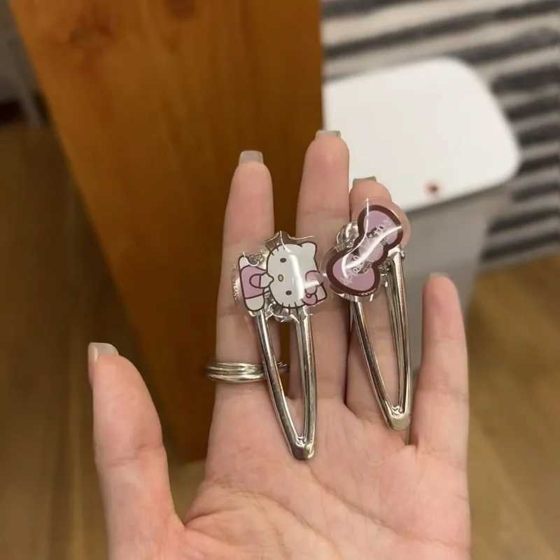 Sanrio 4pcs Cute Korean Cartoon Hello Kitty Seamless Hair Clips with Versatile Side Clips for Hair Accessories w250716