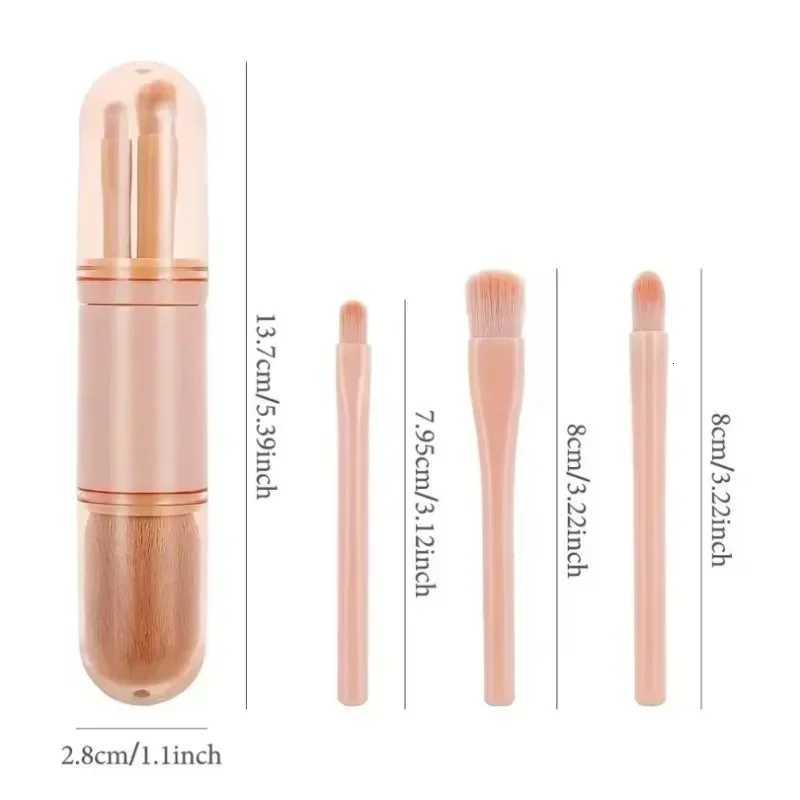 4in1 Travel Makeup Brushes Set Retractable Kabuki Brush and 3 Small Brushes for Eyes with Soft Small Portable for Makeup Touchup XJ2500716