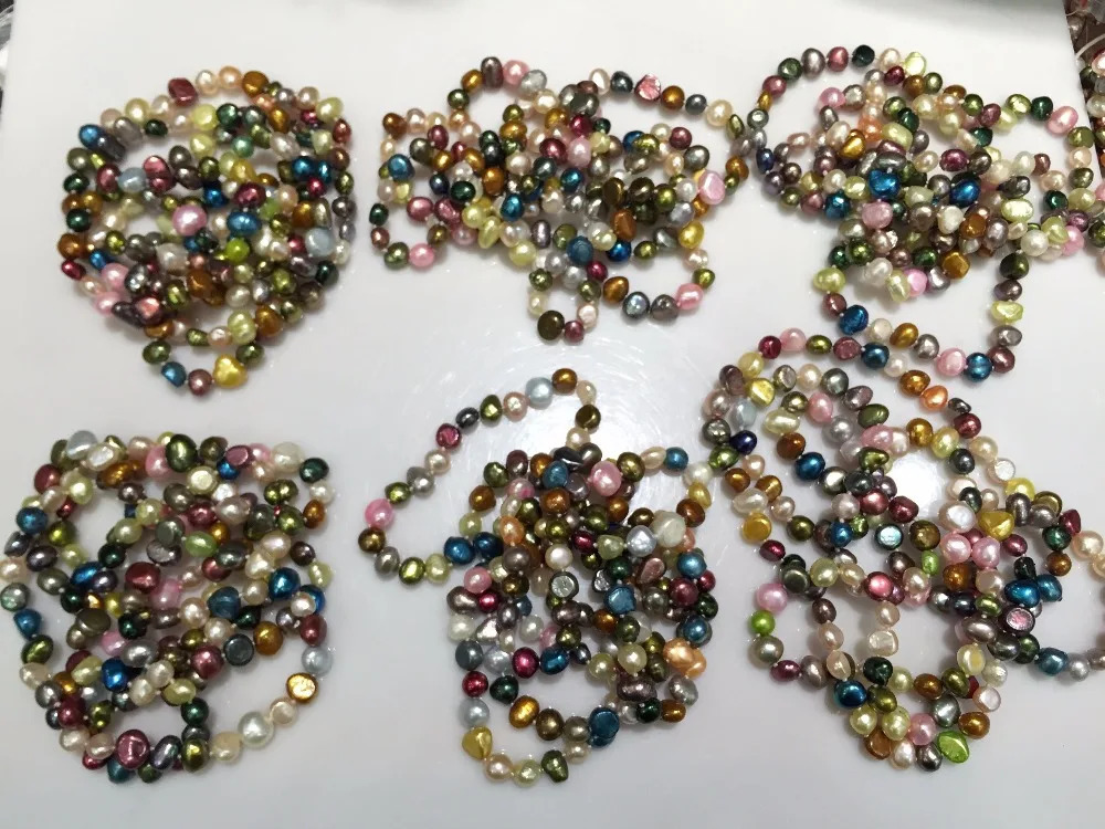 Hand knotted 100cm 6-7mm natural color freshwater baroque pearl sweater chain necklace fashion jewelry 250712