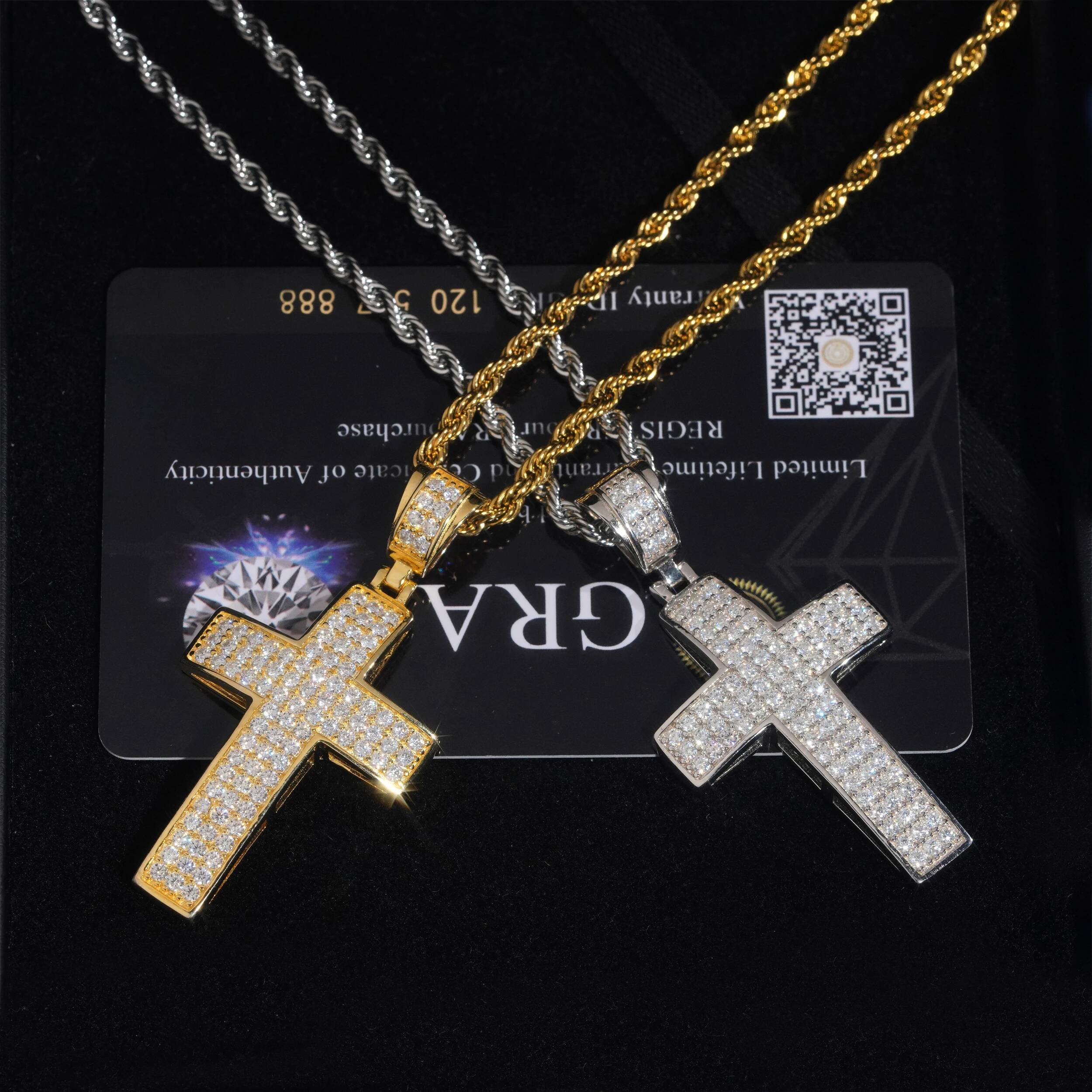 Hip Hop Jewelry 925 Sterling Silver Cross Moissanite Pendants GRA certification Suitable for 3mm Tennis Cha