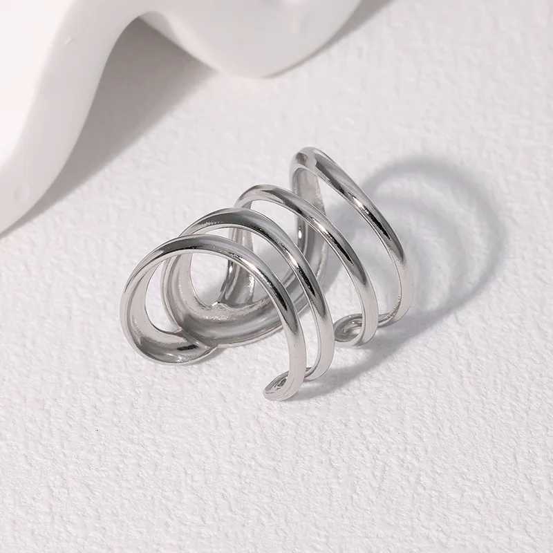 Stainless Steel Fashion Waterproof Open Ring Vintage Geometric Irregular Line Rings for Women Men Party Gift Temperament Jewelry S250716