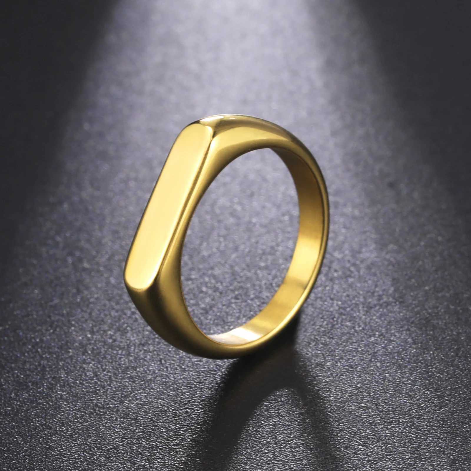 Skyrim Stainless Steel Signet Rings for Men Women Minimalist 5MM Wide Finger Rings 2025 Trend Wedding Couple Jewelry Gift Hot S250716