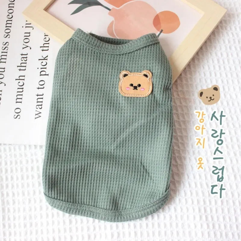 1pc Green Bear Vest Pet Dog Clothes Cat Solid Tshirt Clothing Dogs Thin Small Fashion Chihuahua Summer Breathable 250711