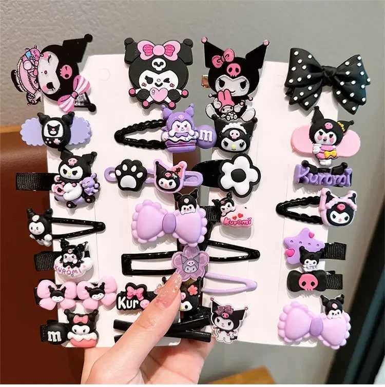 Sanrios New Cute Kuromi Childrens Hair Clip Cute Cartoon Hair Clip for Little Girls Sweet Side Bangs Clipw250716
