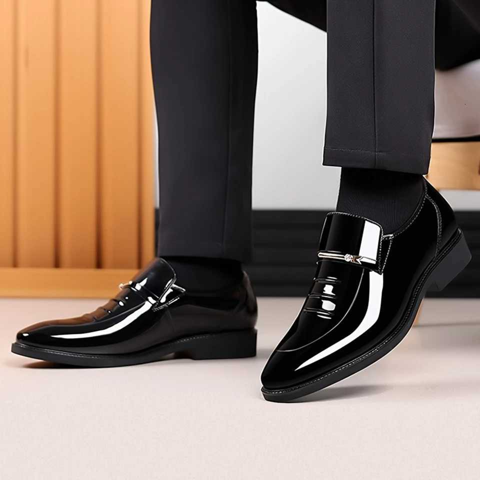 Mens Faux Patent Leather Dress Loafers Business Formal Office Shoes Casual Walking Shoes Slip-on Shoes for Men Y250715