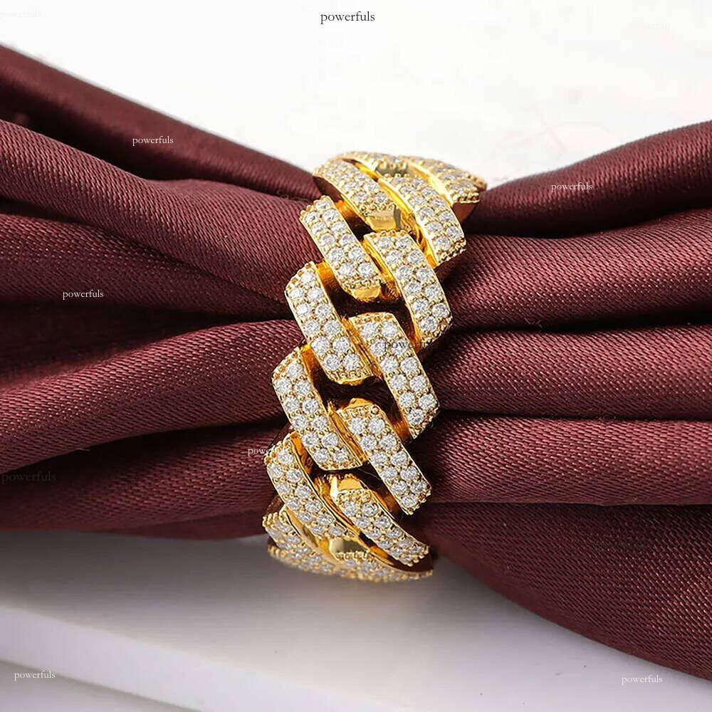 10K/14K/ Solid Gold Hip Hop link VVS Moissanite Cuban Ring For Men or Women