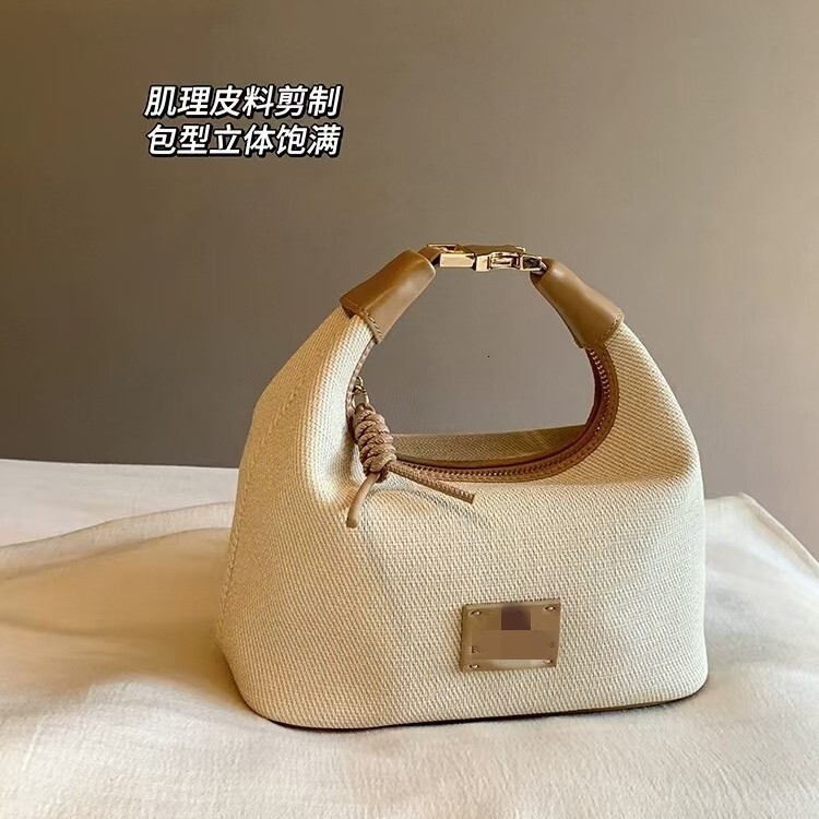 Designer 2025 Spring Summer New Wheat Field Gallery Commuter Canvas Handbag Niche High-end Feel Light Luxury Women's Bag