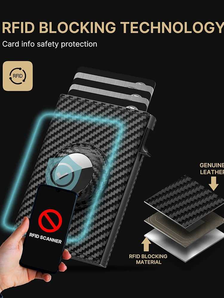 YATBEST Mens Card Bag With Air Tag Positioning Slot RFID Anti Theft Brush Ultra Thin Metal Wallet Clip S250716