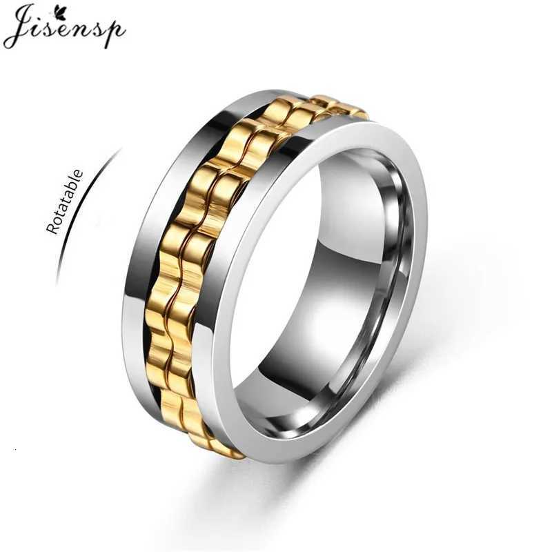 Anti Stress Rotatable Gear Chain Stainless Steel Ring for Men Punk Black Anxiety Spinner Fidget Rings Rock Biker Jewelry Gifts S250716