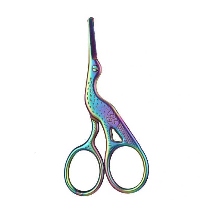 Stainless Steel Embossed Nose Hair and Beard Scissors - Russian Curved Edge Design Eyebrow Makeup Tool Durable Beauty Scissors W250716