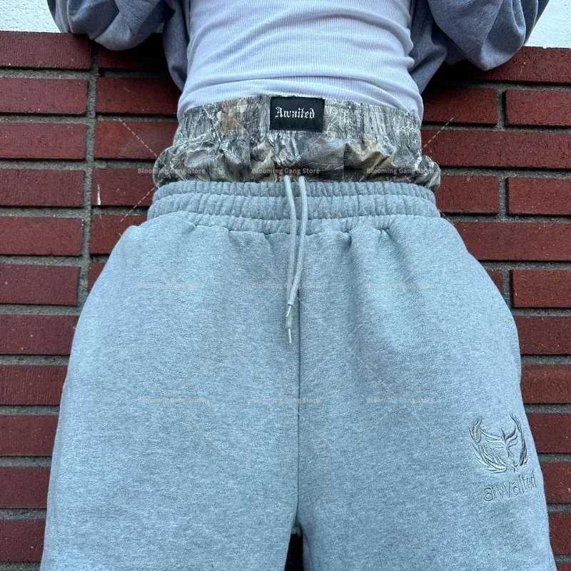 2K Two Pairs Of Men Pants Stacked Elastic Drawstring Pants Embroidered Pattern Pockets Sports Pants Hip-Hop Women Clothing y250716