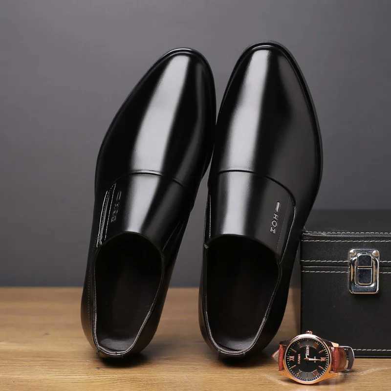 Men Business Dress Leather Shoes Spring Autumn Leisure PU Leather Breathable Soft Sole Invisible Elevated Anti-Slip Casual W250716