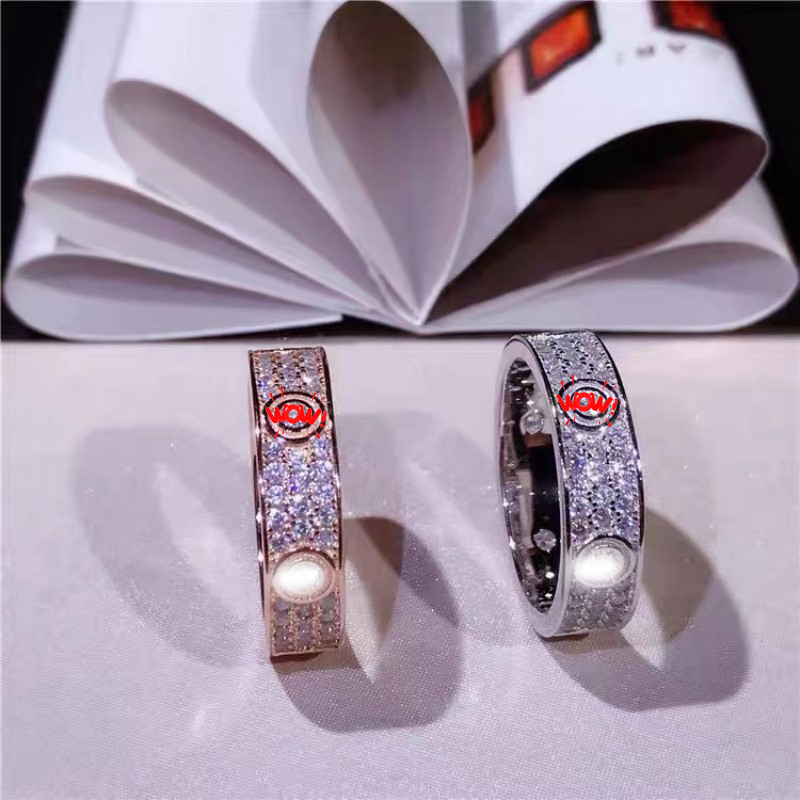925 Silver Rings Thiner Classic Love Three Rows of Luxury Eternity Ring D VVS Moissanite Wedding Engagement Ring Ladies Men