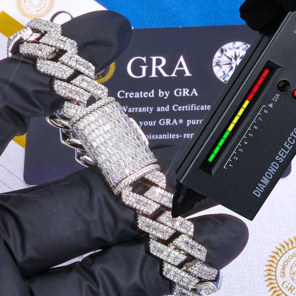 ESKEEM GRA Certified Miami Moissanite Necklace Hip Hop Jewelry Men Cuban Link Chain 925Silver VVS Classic Jewelry Women