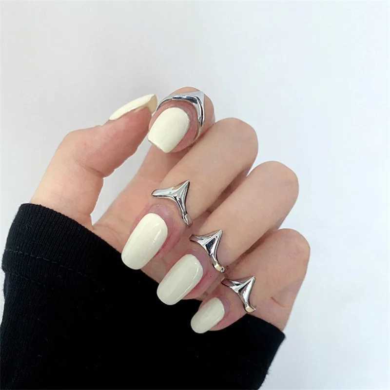 4 Pcs Y2k Metal Index Finger Rings Punk Hiphop Gothic Geometric Buckle Joint Tail Ring For Women Men Jewelry Gift S250716