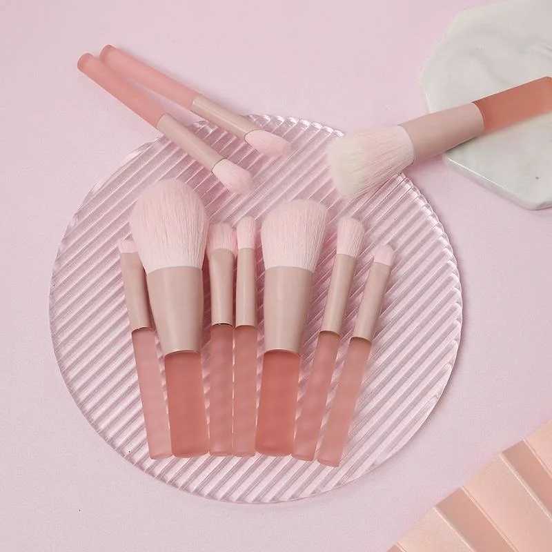 7pcs/10pcs Pink Handle Travel Makeup Brushes Synthetic Foundation Powder Eye Shadows Mini Makeup Brush Set with Brush Bag XJ2500716