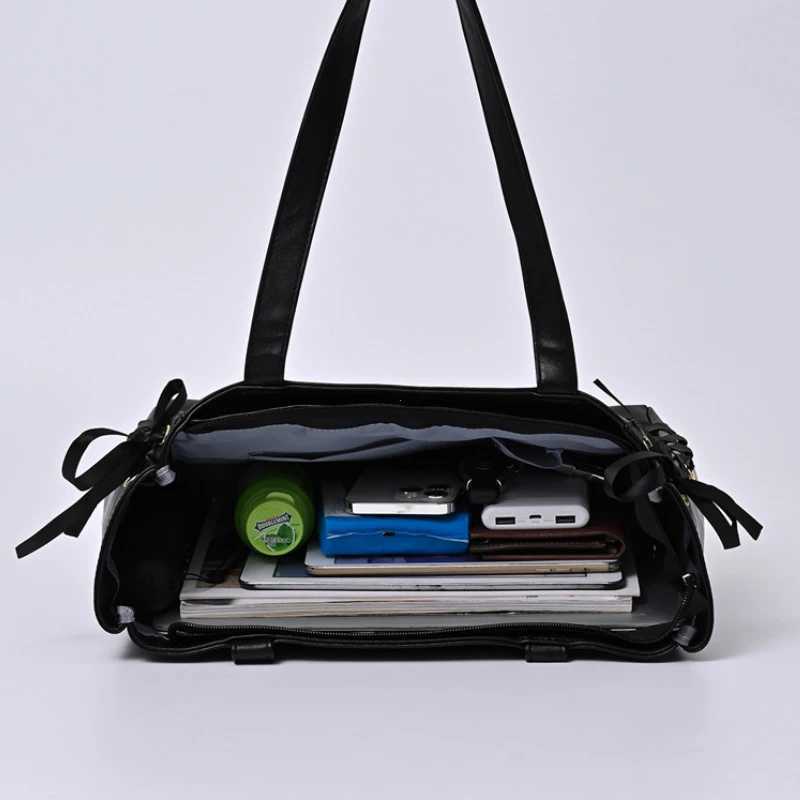 Japanese Girls Itabag Large Capacity PU Leather Shoulder Bag 2025 Bow Ribbon Lolita JK Handbags Ita Bag Y2K Handbags