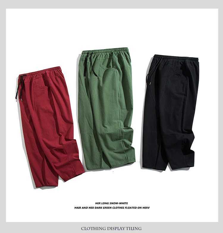 100% Cotton Ankle Length Pants Summer Casual Pants Men Trendy Japanese Loose Pants Men y250716