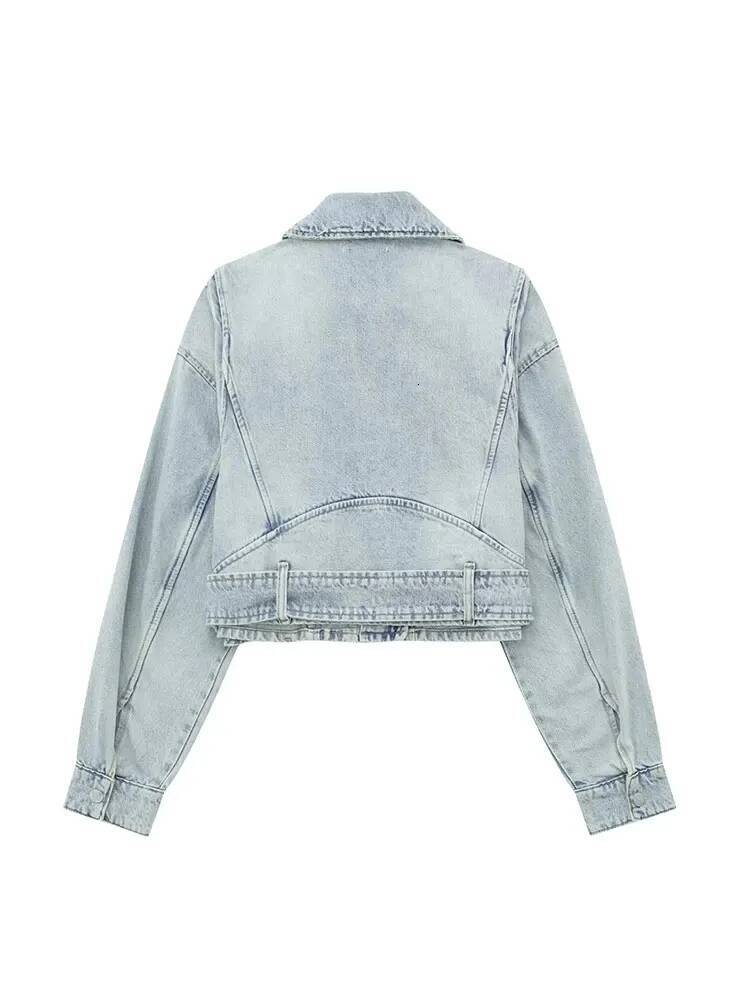 Nlzgmsj 2025 Autumn Winter Denim Coat Lapel Long Sleeve Short Jackets Lady Chic Loose Streetwear Women Jacket