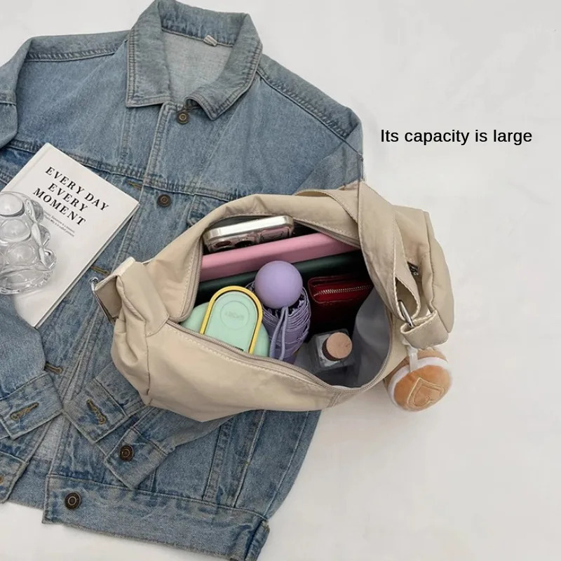 Simply-ed Female Shoulder Bag Refined Dumpling Bag Ins Style Casual Crossbody Bag Nylon Travel With Large Capacity 250714