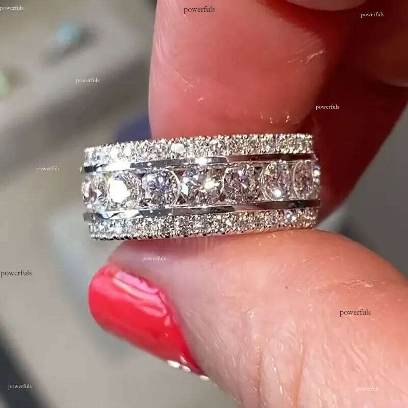 Handmade Ins Top Sell Wedding Rings Stunning Deluxe Jewelry Sterling Sier Round Cut White 5A Cubic Zircon CZ Dia Gemstones Party Elegant Women Ring Gi