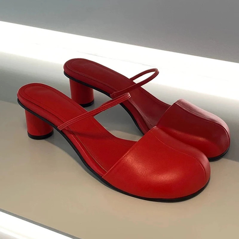 Summer Cover Toe Women Mules Slippers Elegant Slip On Singbacks Slides Ladies Outdoor Street Style Sandalias 250712