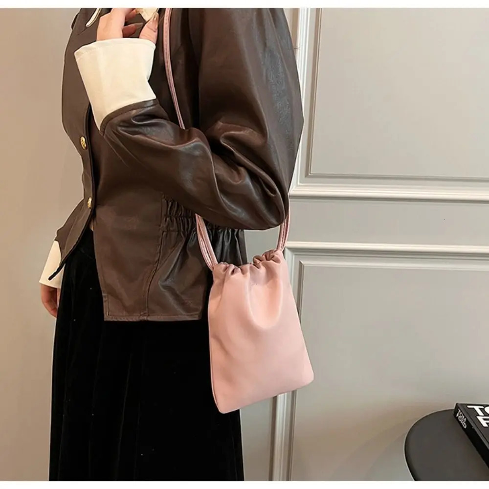 Pu Leather Women Handbags Large Capacity Candy Color Crossbody Bags Solid Flap Mini Bucket Bag 250714
