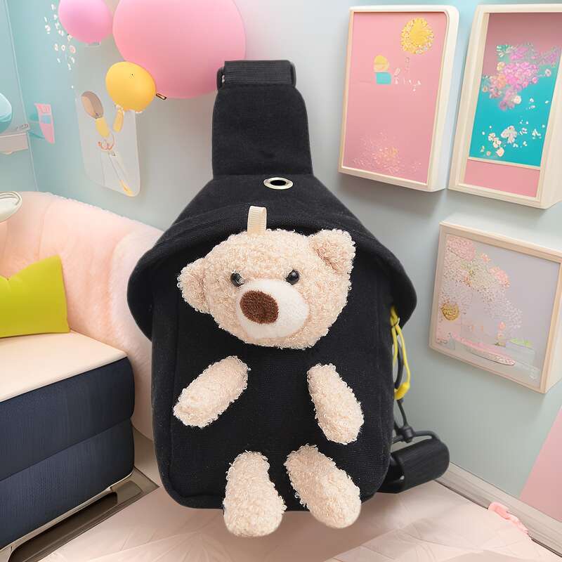 Children's Bags 2025 Winter New Crossbody Cute Bear Chest Korean Style Boys and Girls Mini Canvas Bag Trendy