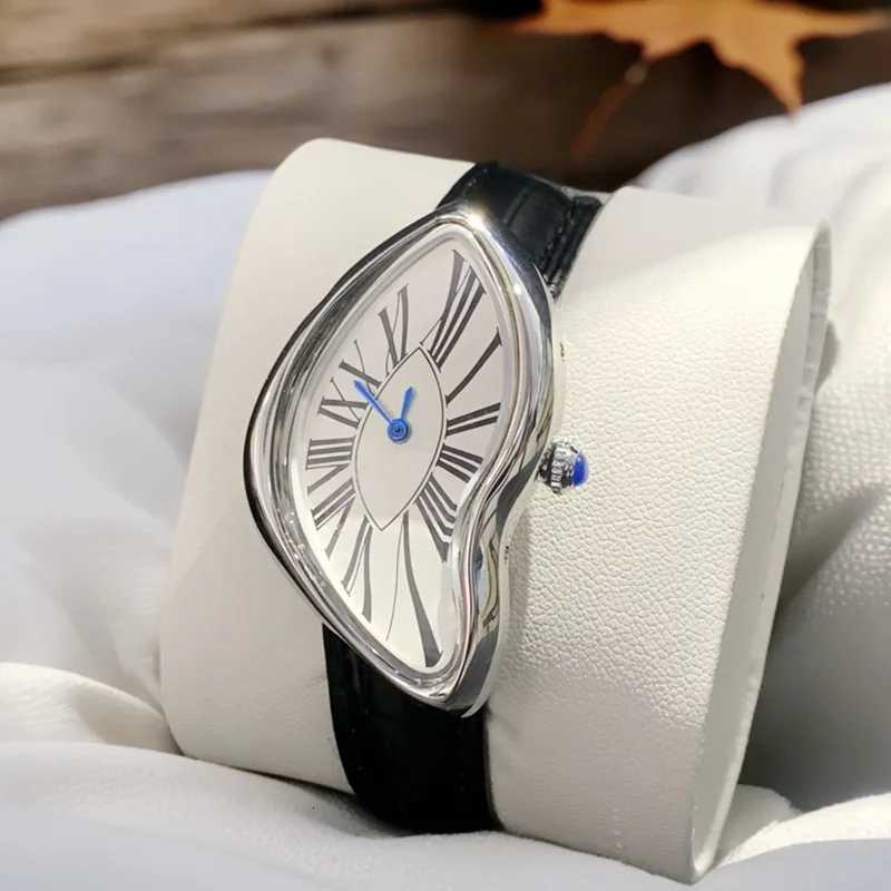 Men Busin Brand Vintage Melted Twisted Creative Genuine Leather Prum M Fashion Quartz Clock as a Gift Y250715