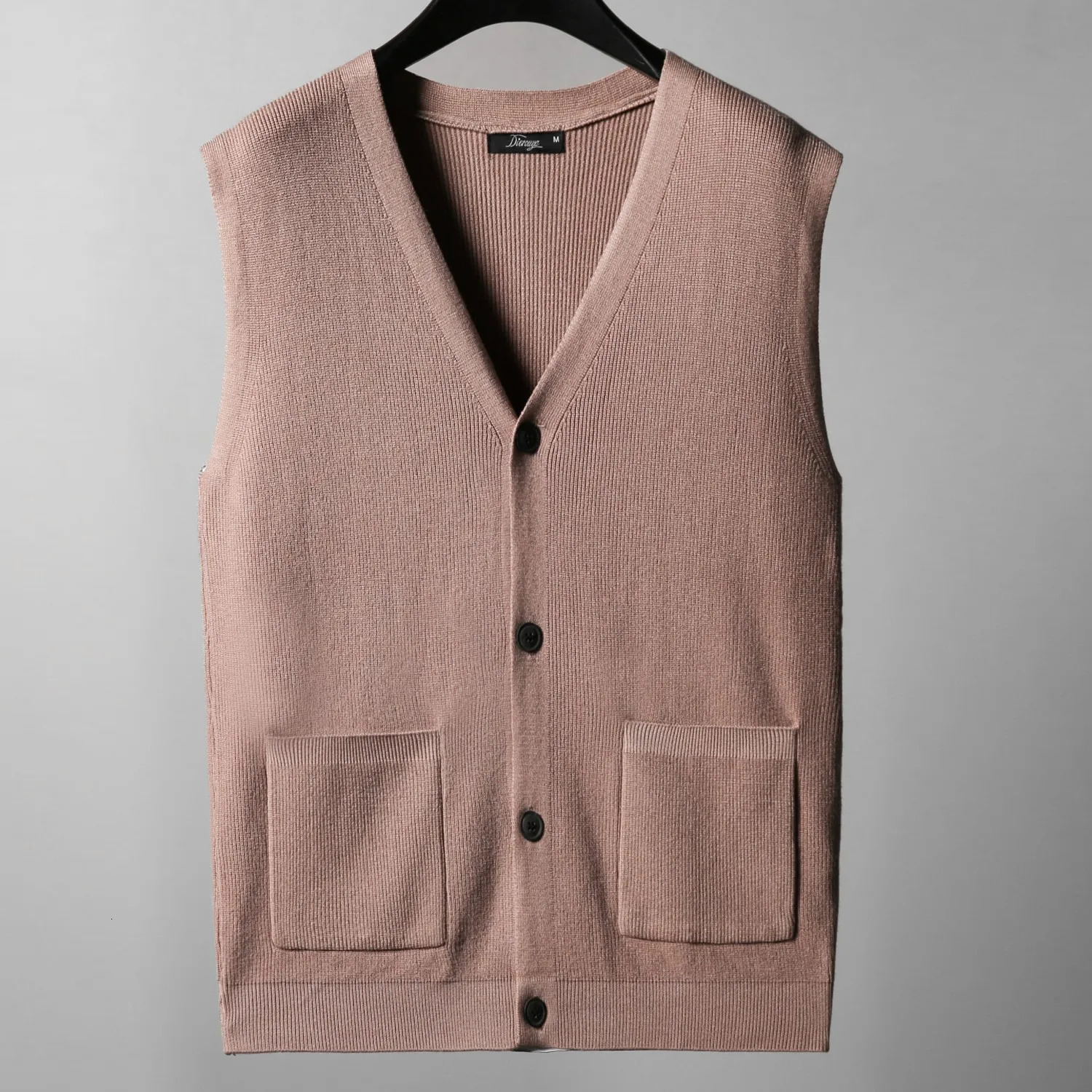 Large knitted sweater mens cardigan vest autumn and winter large loose fat sweater. 250716