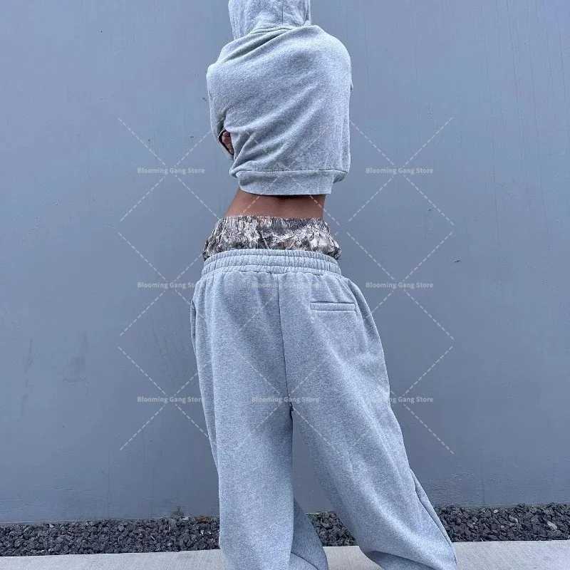 2K Two Pairs Of Men Pants Stacked Elastic Drawstring Pants Embroidered Pattern Pockets Sports Pants Hip-Hop Women Clothing y250716