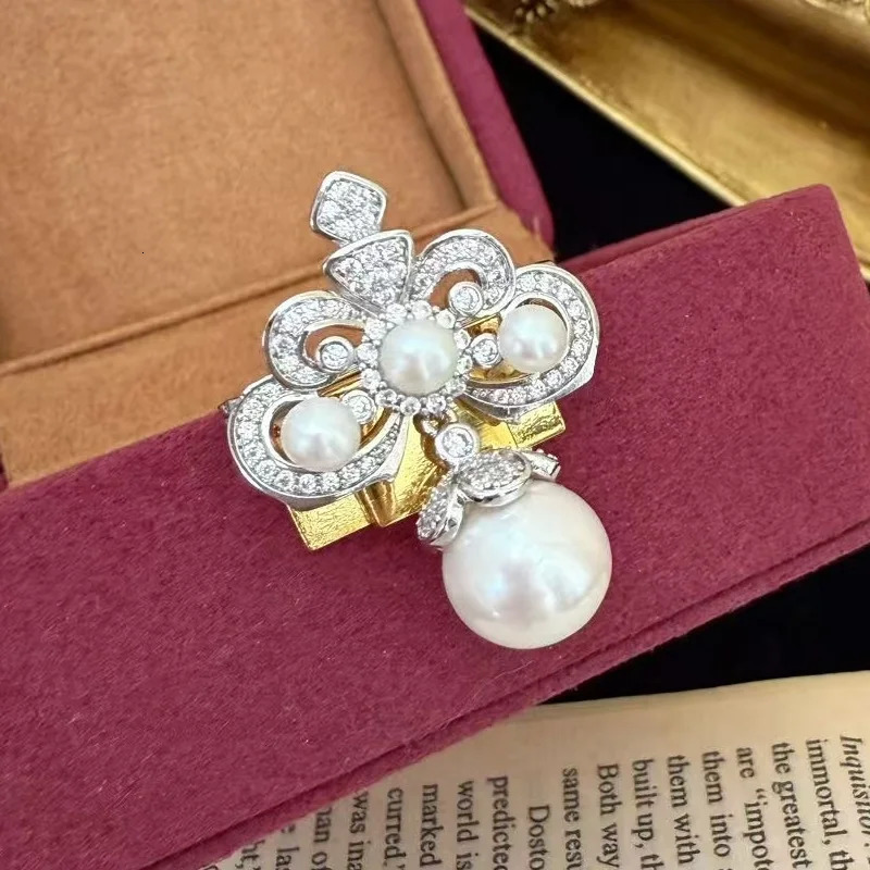 14k Gold Plated Brooch For Women White Pearl Party Wedding Gifts Fashion Jewelry 250712