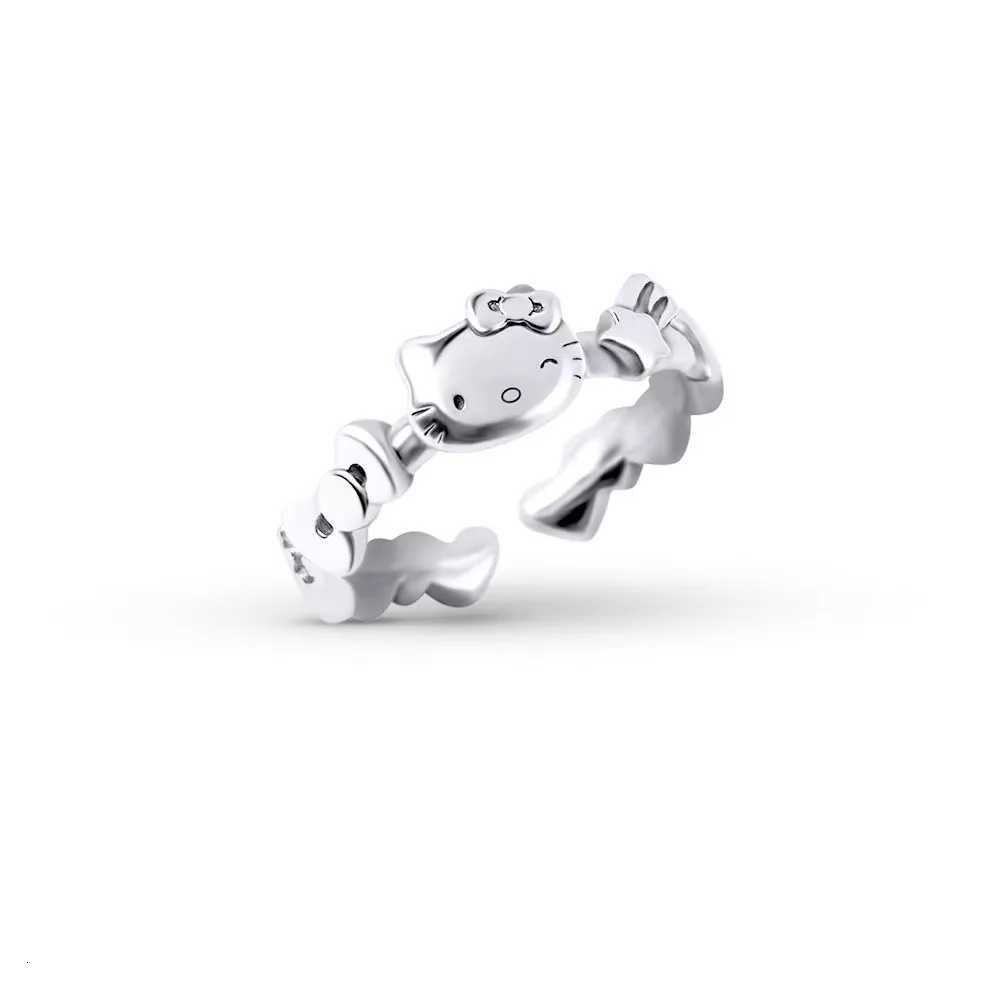 Sanrio Kawaii Hello Kitty Bow Star Ring Anime Sanrio Gemini Star Open Ring Couple Hand Ornament Girl Holiday Gifts w250716