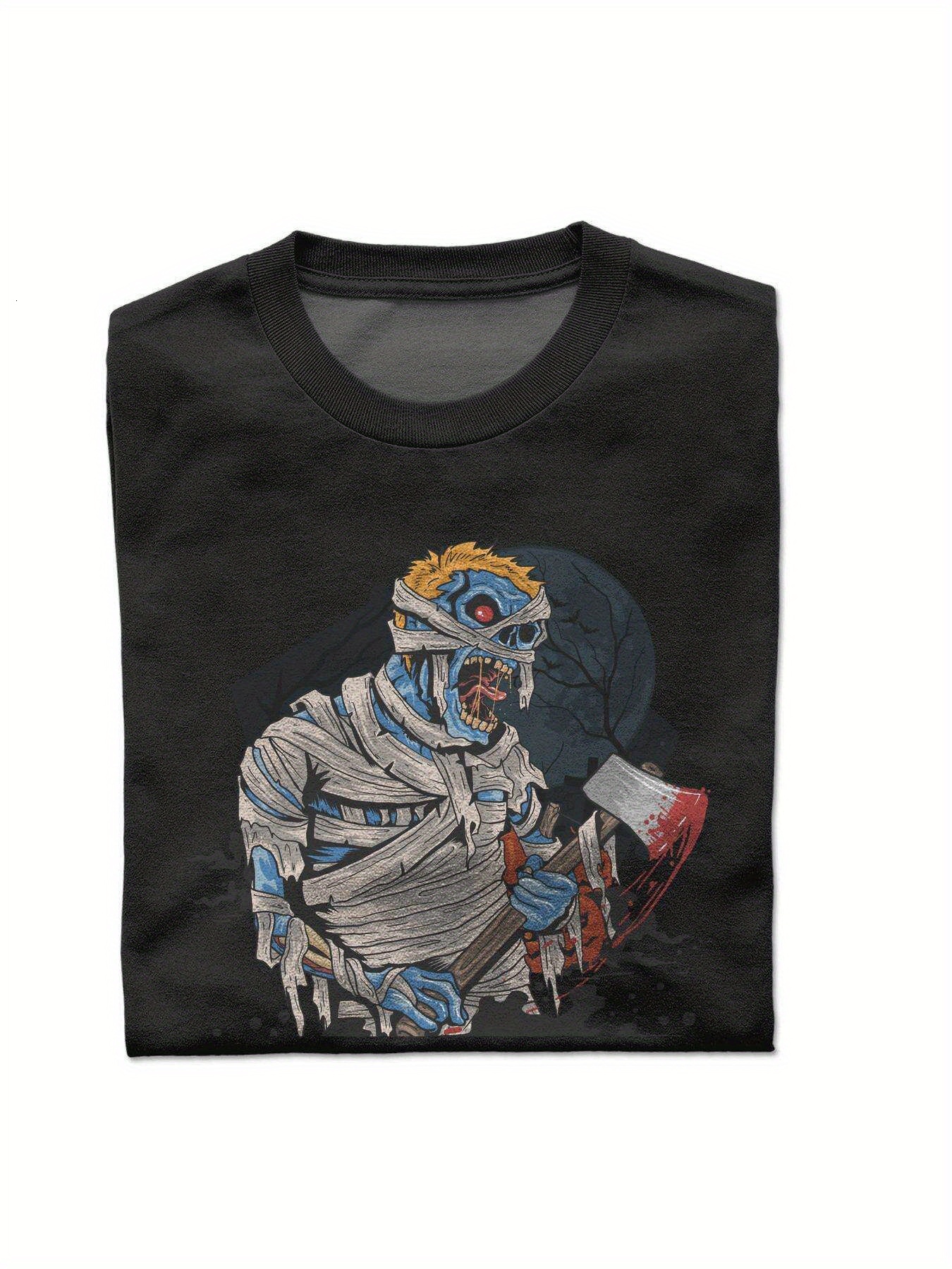 VogueEpoch Short sleeve black T Shirts Round collar S-3XL White Cotton text Adult 180g Men Graphics Halloween Wed 34