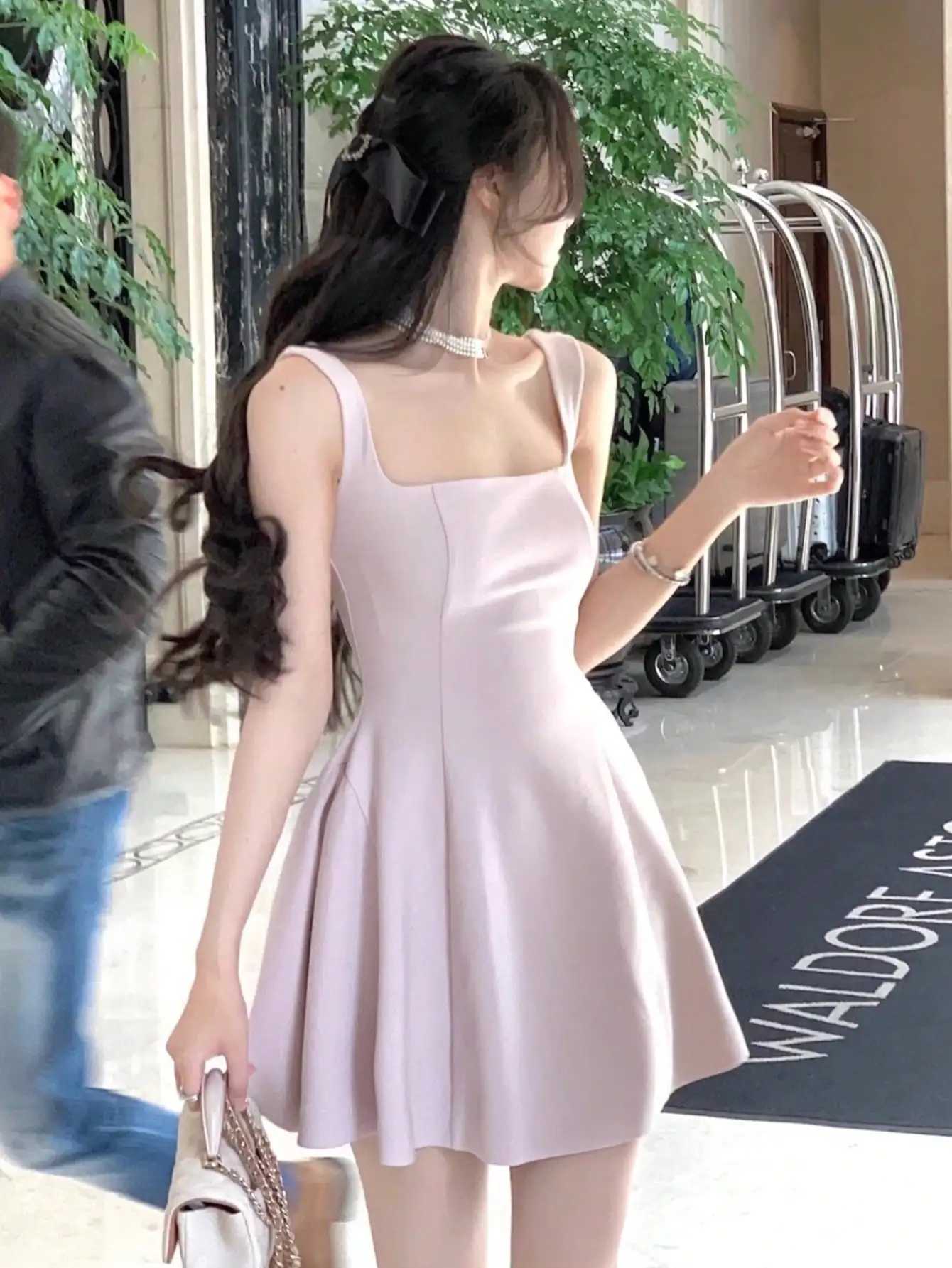Women Elegant Solid A-line Mini Dresses New Korean Fashion Summer Plain Corset Princess Tutu Dress for Wedding Party Evening Gown R250716