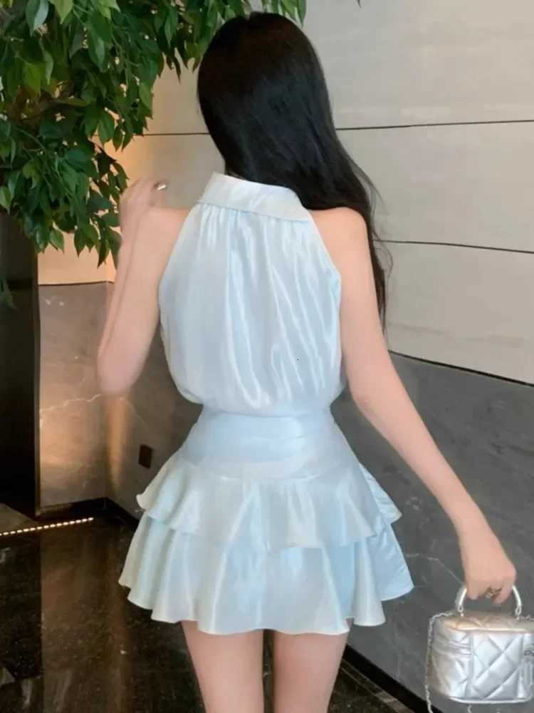 Ezgaga Woman Two Piece Set Sexy Elegant Crop Tank Tops Rhinestone Camis Slim Mini Skirts Summer Fashion Ladies Suits Chic R250716
