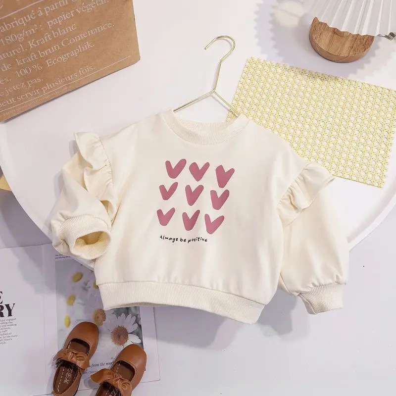 Spring Baby Girls Long Sleeve Tshirt Casual Children Printed Tops Toddler Kid Loose Petal Sleeves Autumn Girl Sweatshirt 250716