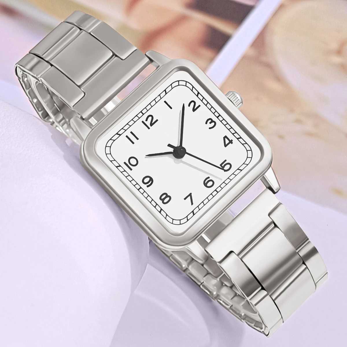 Mens Fashion Square Alloy Strap Luxury Ladies Quartz Wristwatch Fem Clock Gift Fine Watch Y250715