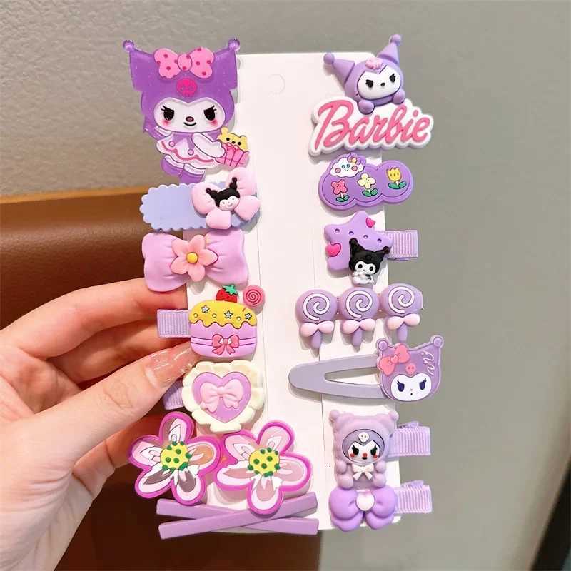Sanrios New Cute Kuromi Childrens Hair Clip Cute Cartoon Hair Clip for Little Girls Sweet Side Bangs Clipw250716