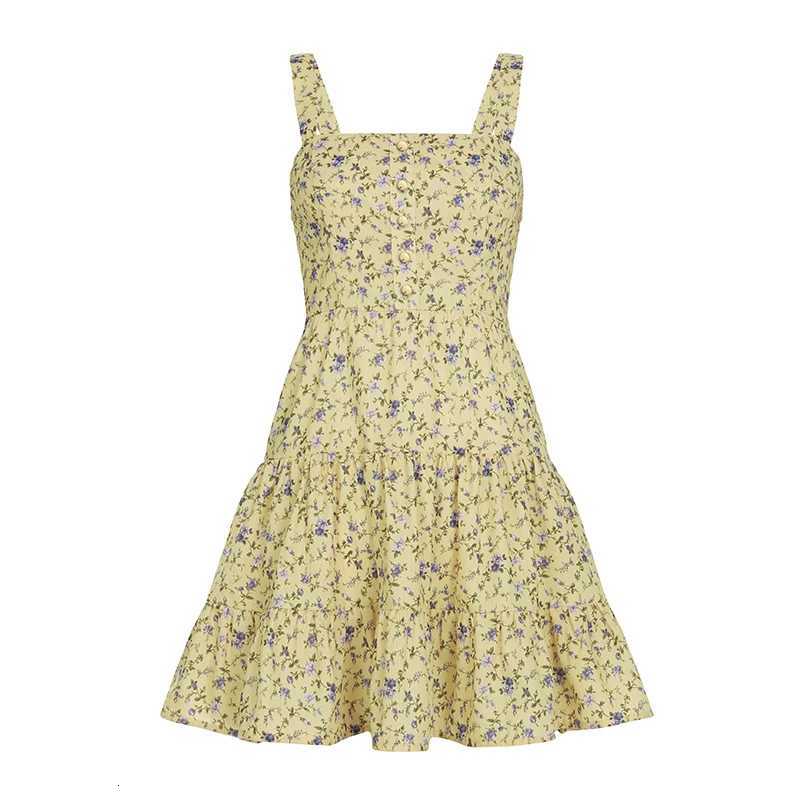 Fashion Small Flowers Prints Summer Womens Camisole Dress Slim Simple Sweet Prairie Chic Mini Dresses R250716