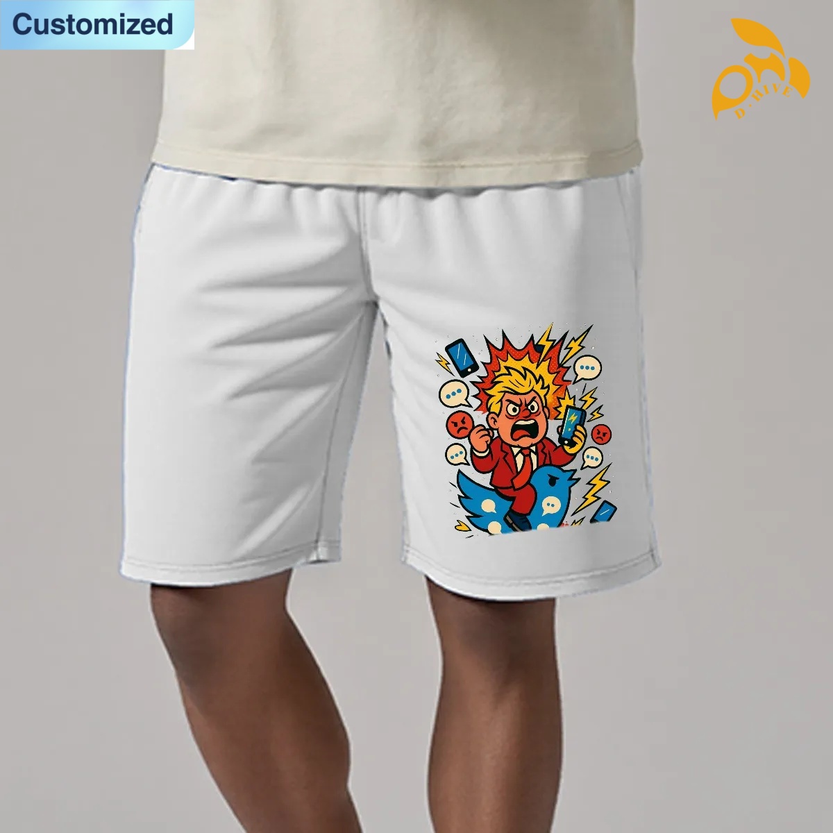 free shipping designer customized definition Men's Polyester Cotton ShortsFor the USA|260GSM DTF