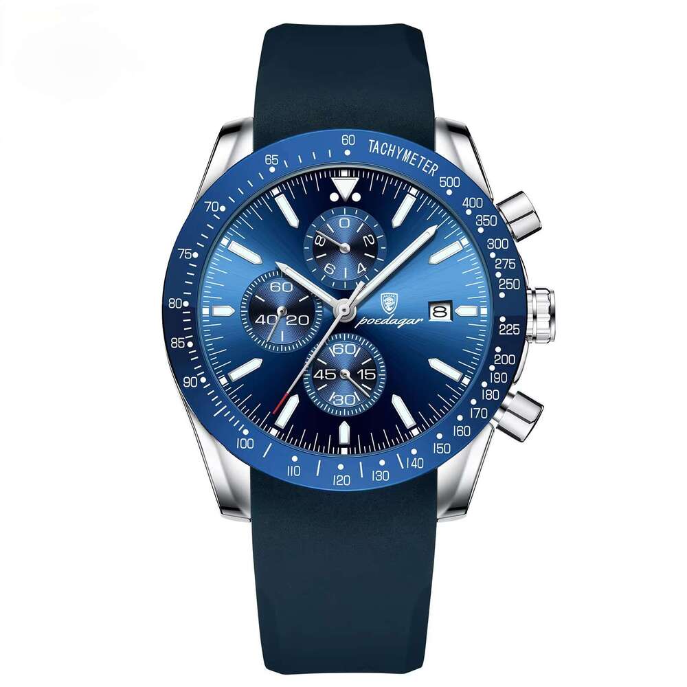 DHwatches Men's Sports Silicone Watch - 50M Waterproof Chronograph Quartz Wristwatch with Date & Tachymeter (Model 988)