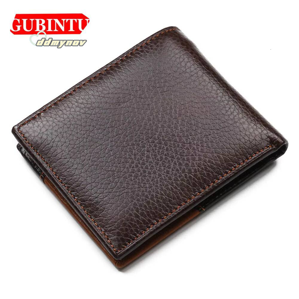 GUBINTU Wallets Genuine Cow Leather Short Design Card Holder Passcard Pocket Men Purse High Quality Brand Male wallet ddmynov
