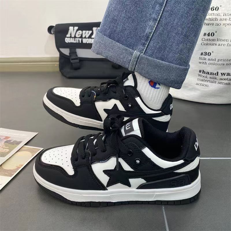 Designer Casual Shoes free shipping Black white couple sneakers star shaped mens casual sports shoes