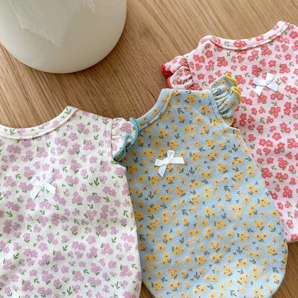 Pet Dog Vest Summer Puppy Clothes Cute Floral Flying Sleeves TShirt Chihuahua Pug Bichon Cat Apparel Girl Clothing 250711