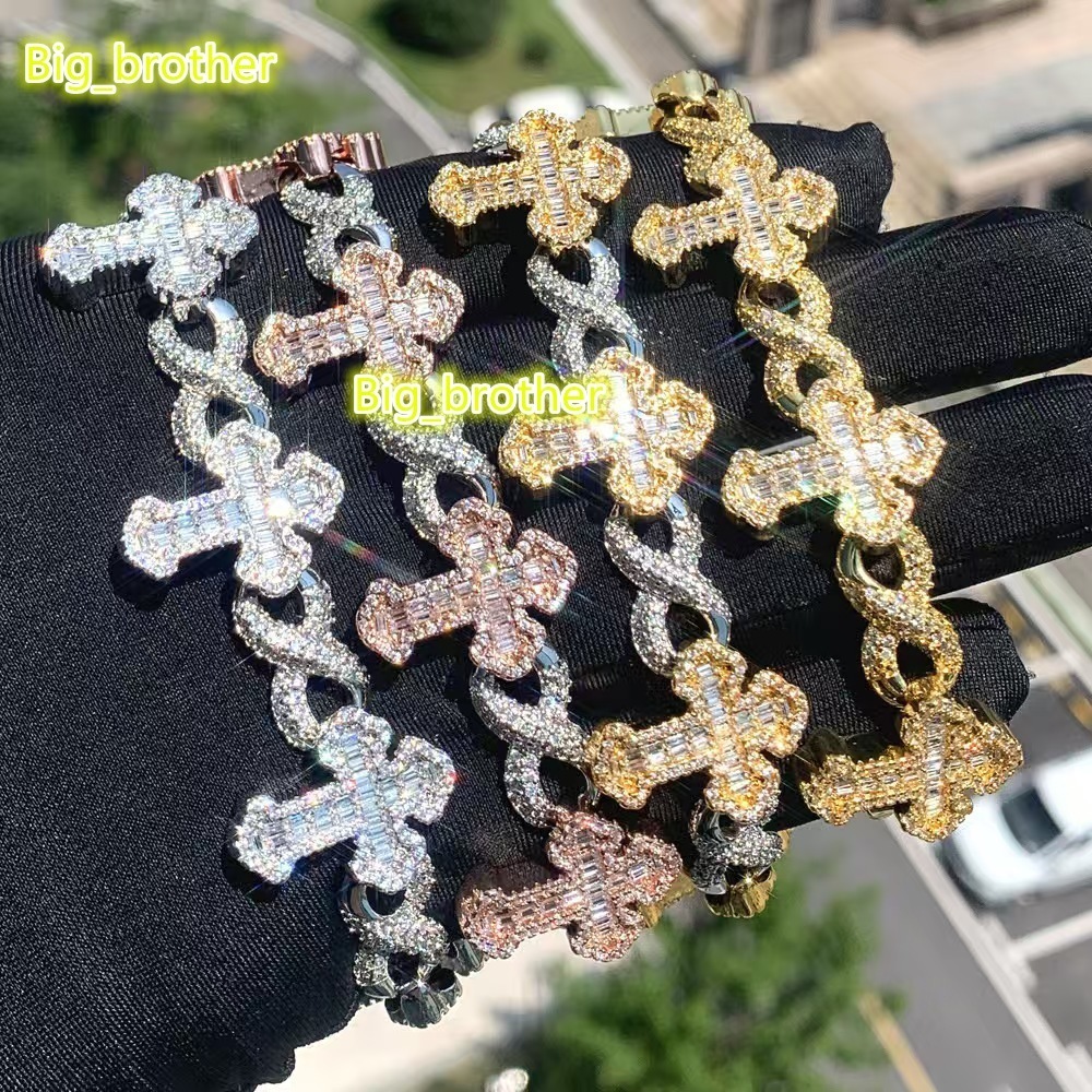 2025 Custom Moissanite Clover Tennis Bracelet Chain Men Women Wholesale Iced Out 925 Silver Vvs Diamond Four Leafs Cross Bracelet