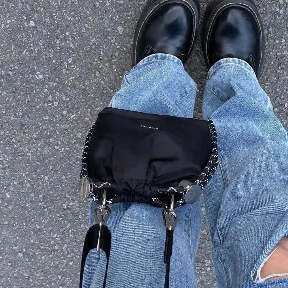 Cool Korean Style Black Bucket Bag Nylon Portable INS Shoulder Bag Luxury Crossbody Bags Girls
