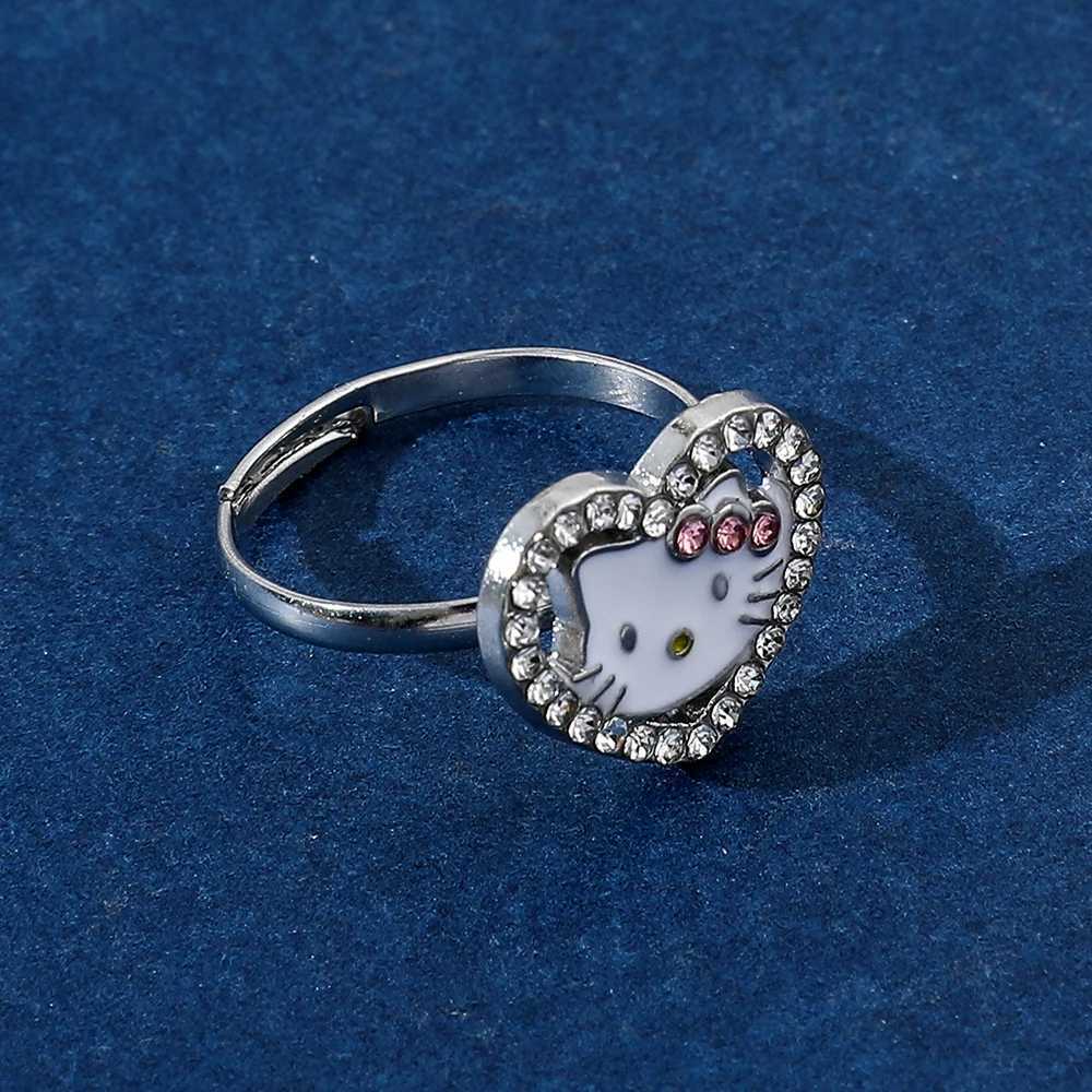 Sanrio Anime Hello Kitty Ring Kawaii Kitty Cinnamoroll Pendant Ring Cute Anime Cartoon Figure KT Cat for Birthday Party Gifts w250716