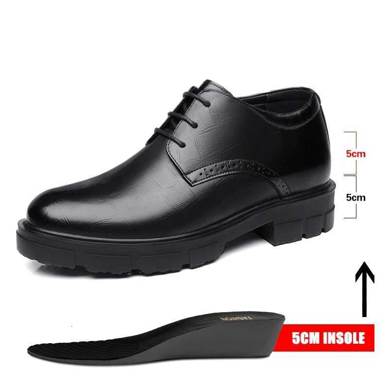 8/10CM Heighten Men Platform High Heel Shoes Black Dress Shoes for Men Formal Office Leather Shoes Elegant Business Elevator Shoes W250716